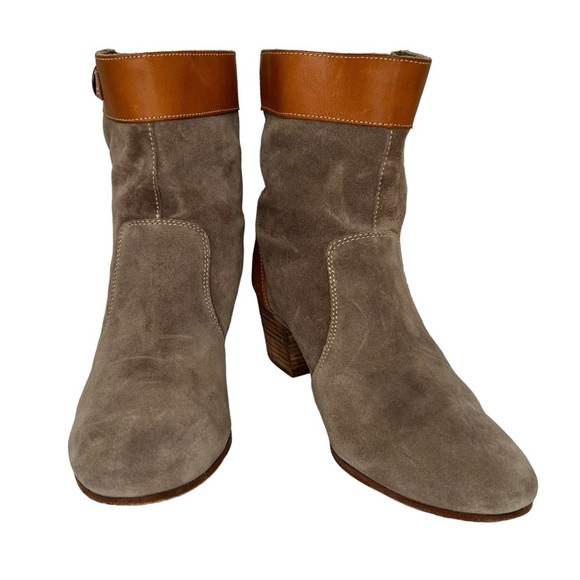 Sebago Dark Taupe Suede Sides w/Tan Leather ‘Nell’ Ankle Boots Sz 9.5 - Picture 2 of 13